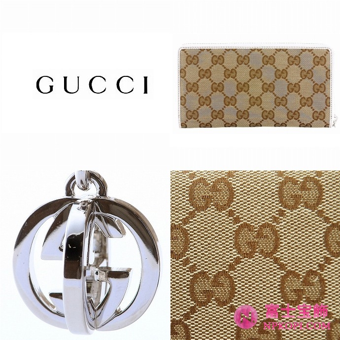 GUCCI/グッチ 2012年春夏GG TWIN定番キャンバスGG柄Gチャーム付きラウンドファスナー長財布 233025 F4C7N 9761 